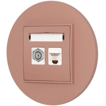 Gniazdo rj45/antenowe z ramką okrągłą seria MINI kolor łososiowy