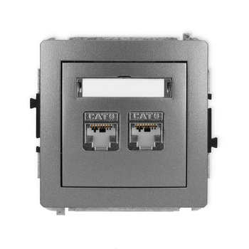 Mechanizm gniazda komputerowego podwójnego 2xRJ45, kat. 6, ekranowany, 8-stykowy Karlik seria DECO 11DGK-6 kolor grafitowy