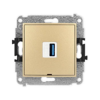 Mechanizm gniazda pojedynczego USB A-A 3.0, bez pola opisowego Karlik seria MINI 29MGUSBBO-5 kolor złoty