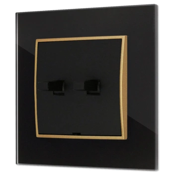 Włącznik roletowy w stylu USA ramka kwadratowa efekt szkła seria ICON kolor czarny/złoty