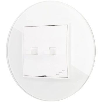 Włącznik schodowy podwójny w stylu USA ramka okrągła efekt szkła seria ICON kolor biały