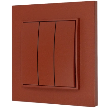 Włącznik potrójny z ramką kwadratową seria MINI kolor terakota