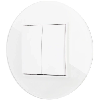 Włącznik podwójny z ramką okrągłą efekt szkła seria ICON kolor biały