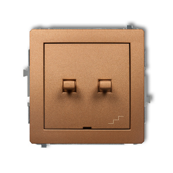 Mechanizm łącznika jednobiegunowego ze schodowym osobne zasilanie w stylu amerykańskim Karlik seria DECO 8DWPUS-10.2 kolor złoty metalik