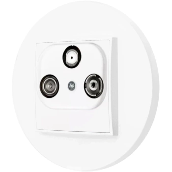 Gniazdo rtv-sat z ramką okrągłą seria MINI kolor biały