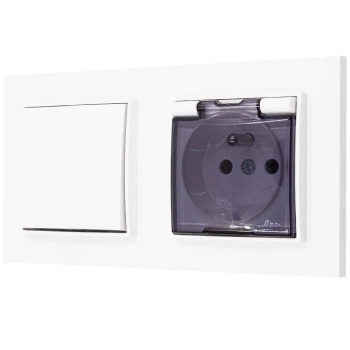 Włącznik z gniazdkiem hermetycznym kolor biały 17