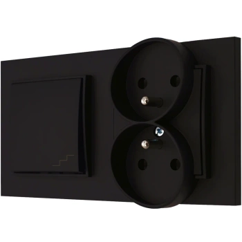 Włącznik schodowy z gniazdkiem kolor czarny mat 11