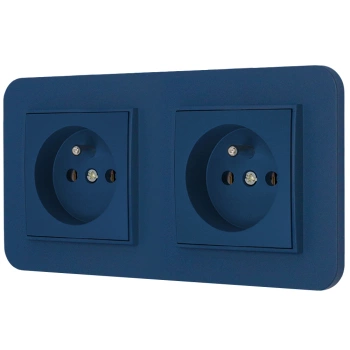 Dwa gniazda pojedyncze z ramką zaokrągloną seria MINI kolor navy blue