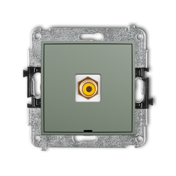 Mechanizm gniazda pojedynczego RCA, bez pola opisowego typu cinch - żółty, pozłacany Karlik seria ICON 61IGRCABO-1 kolor szałwiowy