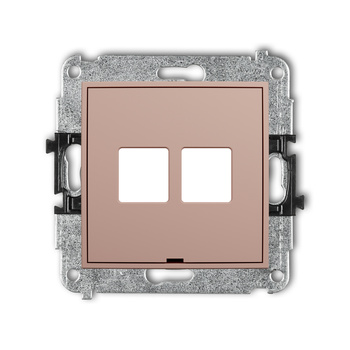 Mechanizm gniazda multimedialnego podwójnego bez modułu, bez pola opisowego standard Keystone Karlik seria ICON 62IGMBO-2P kolor łososiowy