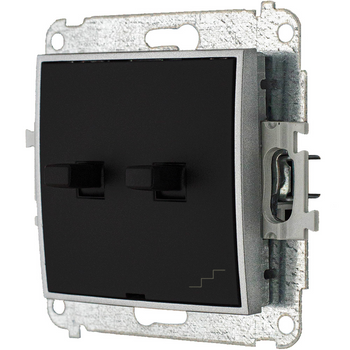 Włącznik schodowy podwójny bez ramki styl usa kolor czarny mat/srebrny