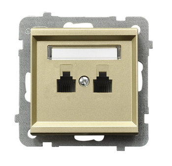 Gniazdo telefoniczne podwójne niezależne seria SONATA kolor Szampański złoty symbol GPT-2RN/m/39