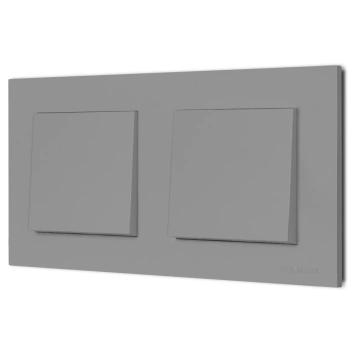 Dwa włączniki pojedyncze z ramką seria Bella kolor popiel mat
