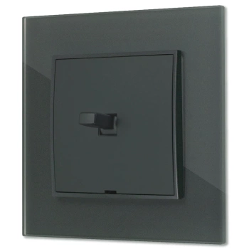 Włącznik pojedynczy w stylu USA ramka kwadratowa efekt szkła seria ICON kolor grafitowy mat