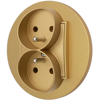 Gniazdo podwójne z ramką okrągłą seria MINI kolor złoty