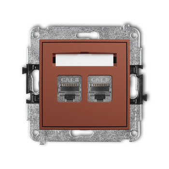 Mechanizm gniazda komputerowego podwójnego 2xRJ45, kat. 8, ekranowany, 8-stykowy Karlik seria MINI 63MGK-12 kolor terakota