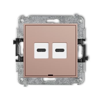 Mechanizm ładowarki USB podwójnej 2xUSB C, 20W max., bez pola opisowego Karlik seria MINI 62MCUSBBO-7 kolor łososiowy