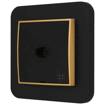 Włącznik krzyżowy w stylu USA ramka zaokrąglona seria Mini kolor czarny mat/złoty