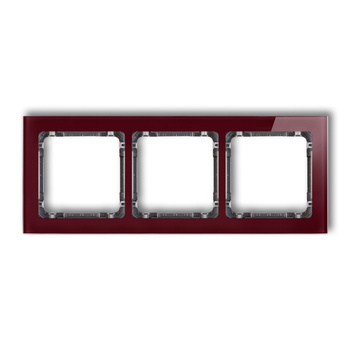 Ramka uniwersalna potrójna - efekt szkła ramka: bordowa; spód: grafitowy Karlik seria DECO 14-11-DRS-3 kolor bordowy