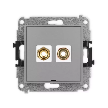 Mechanizm gniazda głośnikowego pojedynczego, bez pola opisowego typu banan - czerwony i czarny, pozłacany, 4 mm2, skręcany Karlik seria ICON 27IGGBO-4 kolor szary mat