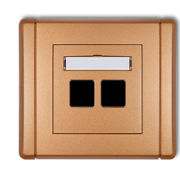 Gniazdo multimedialne podwójne bez modułu standard Keystone Karlik seria FLEXI 8FGM-2P kolor złoty metalik