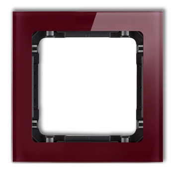 Ramka uniwersalna pojedyncza - efekt szkła ramka: bordowa; spód: czarny Karlik seria DECO 14-12-DRS-1 kolor bordowy