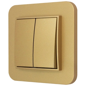 Włącznik podwójny z ramką zaokrągloną seria MINI kolor złoty