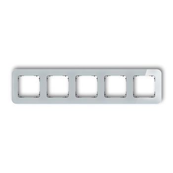 Ramka uniwersalna pięciokrotna zaokrąglona - efekt szkła ramka: szara spód: czarny Karlik seria ICON 15-12-IRSZ-5 kolor szary