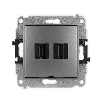 Mechanizm gniazda podwójnego HDMI 2.0, 4K, bez pola opisowego Karlik seria ICON 11IHDMIBO-4 kolor grafitowy