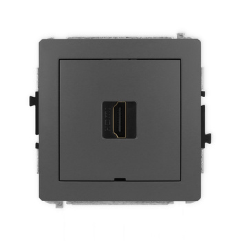 Mechanizm gniazda pojedynczego HDMI 2.0, 4K, bez pola opisowego Karlik seria DECO 28DHDMIBO-3 kolor grafitowy mat