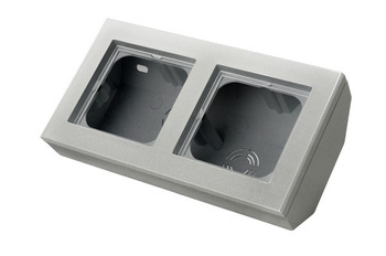 Puszka narożna do serii SONATA podwójna, wyposażona w ramkę seria SONATA kolor Srebro mat symbol PNP-2RN/38