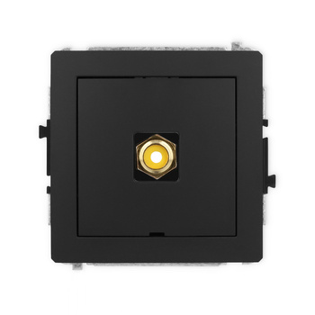 Mechanizm gniazda pojedynczego RCA, bez pola opisowego typu cinch - żółty, pozłacany Karlik seria DECO 12DGRCABO-1 kolor czarny mat