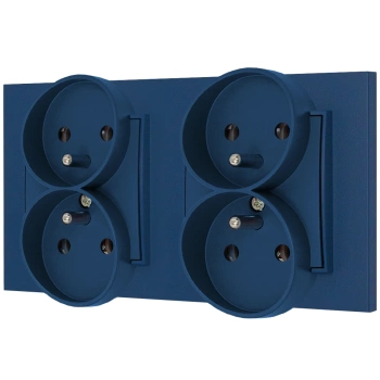 Dwa gniazda podwójne z ramką kwadratową seria MINI kolor navy blue