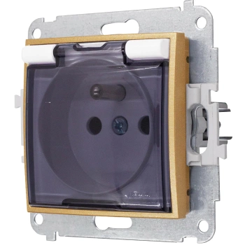 Gniazdo hermetyczne bez ramki seria MINI kolor biały mat/złoty