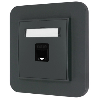 Gniazdo internetowe rj45 1x z ramką zaokrągloną seria MINI kolor grafitowy mat
