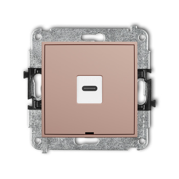 Mechanizm gniazda pojedynczego 1xUSB C-C, bez pola opisowego Karlik seria ICON 62IGUSBBO-7 kolor łososiowy