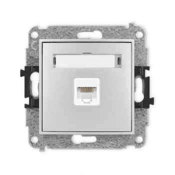 Mechanizm gniazda komputerowego pojedynczego 1xRJ45, kat. 5e, 8-stykowy Karlik seria ICON 7IGK-1 kolor srebrny metalik