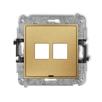 Mechanizm gniazda multimedialnego podwójnego bez modułu, bez pola opisowego standard Keystone Karlik seria MINI 29MGMBO-2P kolor złoty