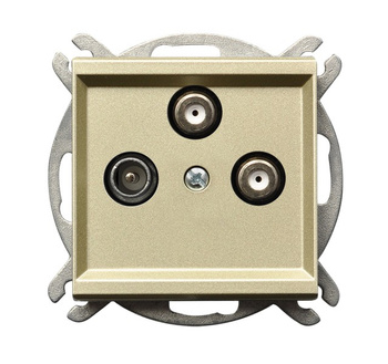 Gniazdo RTV-SAT z dwoma wyjściami SAT seria SONATA kolor Szampański złoty symbol GPA-R2S/m/39