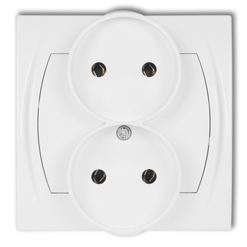 Gniazdo podwójne do ramki poziomej bez uziemienia 2x2P bez przesłon torów prądowych Karlik seria LOGO LGPR-2 kolor biały