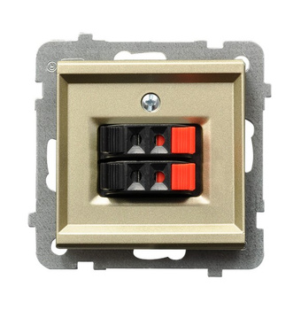 Gniazdo głośnikowe podwójne seria SONATA kolor Szampański złoty symbol GG-2R/m/39