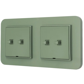 Dwa włączniki podwójne w stylu USA ramka zaokrąglona seria Mini kolor szałwiowy