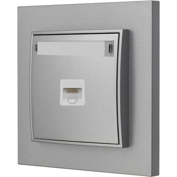 Gniazdo internetowe 1x z ramką karlik mini kolor srebrny