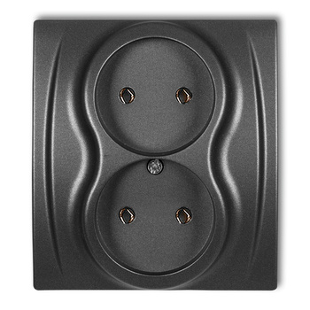 Gniazdo podwójne bez uziemienia 2x2P bez przesłon torów prądowych Karlik seria LOGO 11LGP-2 kolor grafitowy