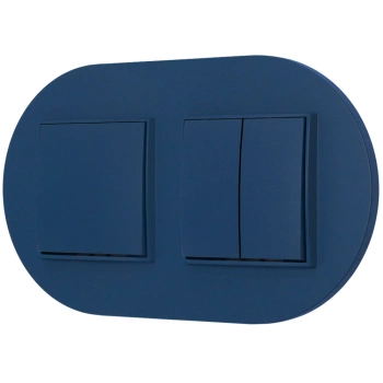 Dwa włączniki pojedynczy i podwójny z ramką okrągłą seria MINI kolor navy blue