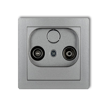 Mechanizm gniazda abonenckiego RTV przelotowego 12dB Karlik seria DECO 7DG12P kolor srebrny metalik