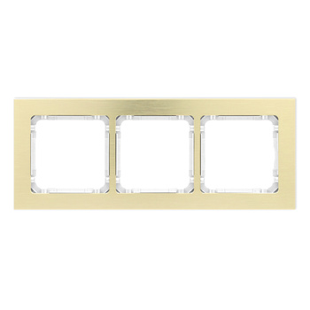 Ramka uniwersalna potrójna - aluminium szczotkowane ramka: kolor mosiężny; spód: biały Karlik seria DECO 8-0-DRA-3 kolor mosiężny