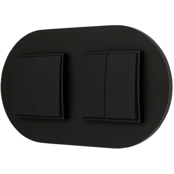 Dwa włączniki pojedynczy i podwójny z ramką okrągłą seria MINI kolor czarny mat