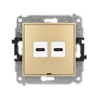 Mechanizm gniazda podwójnego 2xUSB C-C, bez pola opisowego Karlik seria MINI 29MGUSBBO-8 kolor złoty