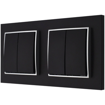 Włącznik światła Dwa podwójne kolor czarny mat/srebrny